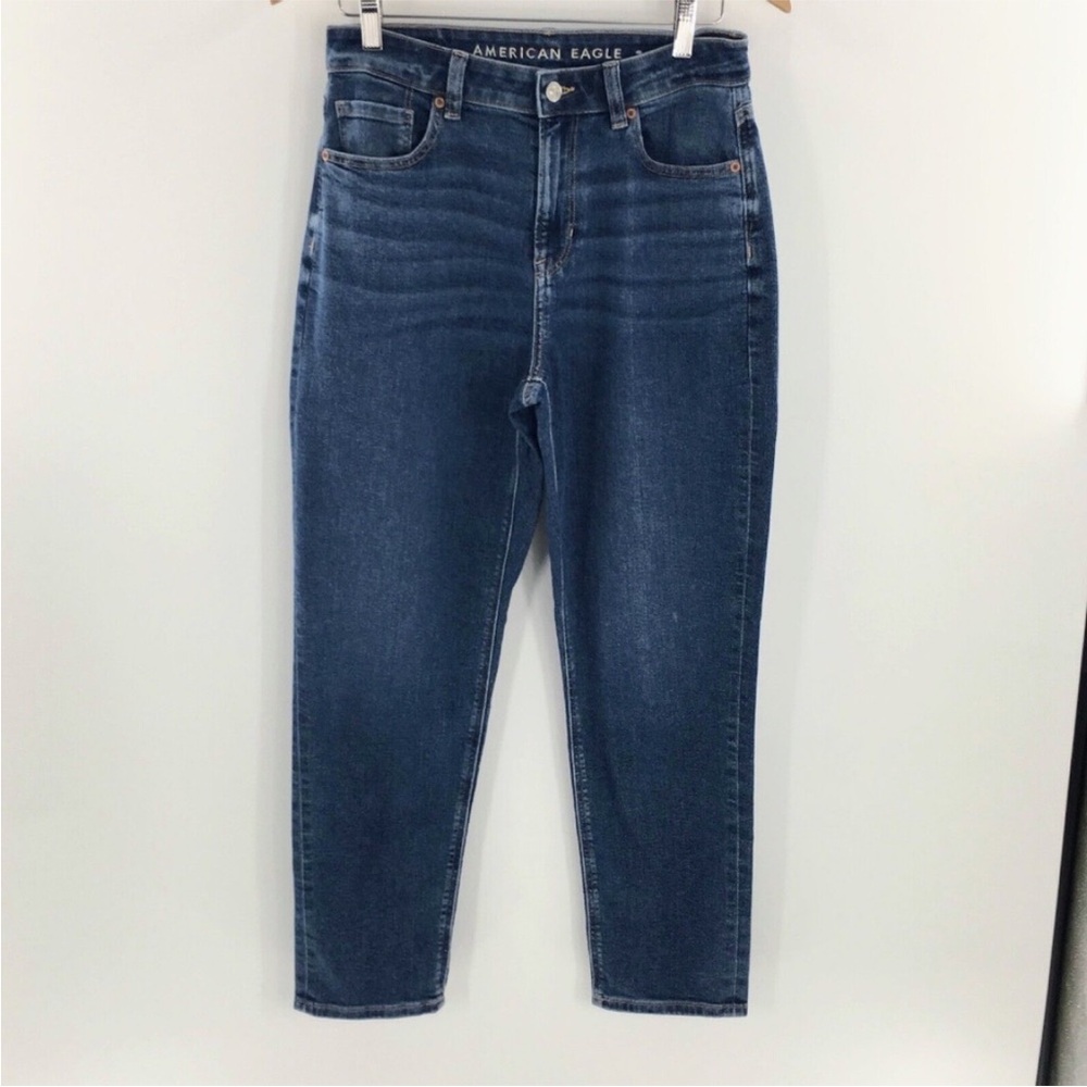 American Eagle Womens Jeans Blue High Rise Relaxed Fit Stretch Mom Jean Sz 4